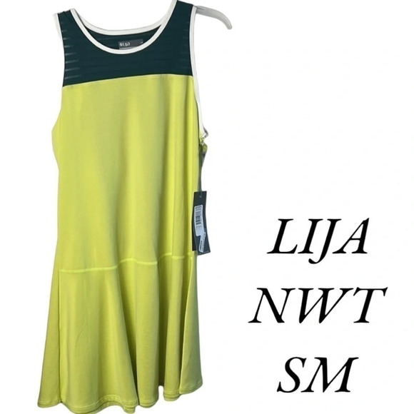 Tennis dress NWT  99$.  lime & dark green fit & flare,mini,activewear,coastal - Picture 4 of 10